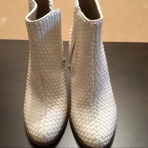 White block heel bootie